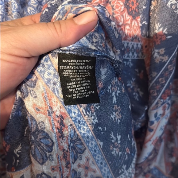 Sharagano Women's Blue and Pink Patterned Top XL - Picture 4 of 5